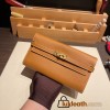 Hermès Kelly Wallet Long Veau Epson 37/Gold Gold Gold Hardware wallet-006 Fully Hand-Stitched