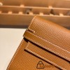 Hermès Kelly Wallet Long Veau Epson 37/Gold Gold Gold Hardware wallet-006 Fully Hand-Stitched