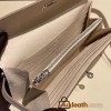 Hermès Kelly Wallet Long Veau Epson 10/Craie Craie Silver Hardware wallet-007 Fully Hand-Stitched