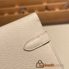 Hermès Kelly Wallet Long Veau Epson 10/Craie Craie Silver Hardware wallet-007 Fully Hand-Stitched