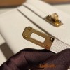 Hermès Kelly Wallet Long Veau Epson 10/Craie Craie Gold Hardware wallet-008 Fully Hand-Stitched