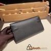 Hermès Kelly Wallet Long Veau Epson 89/Black (Noir) Black Gold Hardware wallet-010 Fully Hand-Stitched