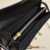 Hermès Kelly Wallet Long Veau Epson 89/Black (Noir) Black Gold Hardware wallet-010 Fully Hand-Stitched