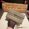 Hermès Kelly Wallet Long Veau Epson 18/Étoupe Grey (Étoupe) Etoupe Silver Hardware wallet-011 Fully Hand-Stitched