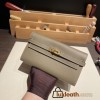 Hermès Kelly Wallet Long Veau Epson 18/Étoupe Grey Etoupe Gold Hardware wallet-013 Fully Hand-Stitched