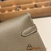 Hermès Kelly Wallet Long Veau Epson 18/Étoupe Grey Etoupe Gold Hardware wallet-013 Fully Hand-Stitched