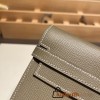 Hermès Kelly Wallet Long Veau Epson 18/Étoupe Grey Etoupe Gold Hardware wallet-013 Fully Hand-Stitched