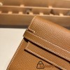 Hermès Kelly Wallet Long Veau Epson 37/Gold Gold Gold Hardware wallet-014 Fully Hand-Stitched
