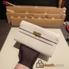 Hermès Kelly Wallet Long Veau Epson 10/Craie Craie Gold Hardware wallet-015 Fully Hand-Stitched