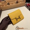 Hermès Constance Long Veau Epson 9D/Jaune Ambre Jaune Ambre Gold Hardware wallet-018 Fully Hand-Stitched