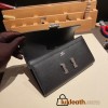 Hermès Constance Long Veau Epson 89/Black (Noir) Black Silver Hardware wallet-021 Fully Hand-Stitched