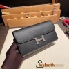 Hermès Constance Long Veau Epson 89/Black (Noir) Black Silver Hardware wallet-021 Fully Hand-Stitched