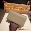 Hermès Constance Long Veau Epson 18/Étoupe Grey Etoupe Gold Hardware wallet-023 Fully Hand-Stitched