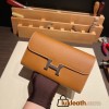 Hermès Constance Long Veau Epson 37/Gold Gold Silver Hardware wallet-025 Fully Hand-Stitched