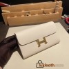 Hermès Constance Long Veau Epson 10/Craie Craie Gold Hardware wallet-027 Fully Hand-Stitched