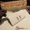 Hermès Constance Long Veau Epson 10/Craie Craie Gold Hardware wallet-027 Fully Hand-Stitched