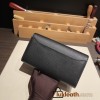 Hermès Constance Long Veau Epson 89/Black Black Silver Hardware wallet-029 Fully Hand-Stitched