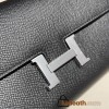 Hermès Constance Long Veau Epson 89/Black Black Silver Hardware wallet-029 Fully Hand-Stitched