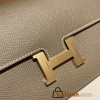 Hermès Constance Long Veau Epson 18/Étoupe Grey Etoupe Gold Hardware wallet-031 Fully Hand-Stitched