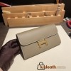 Hermès Constance Long Veau Epson 18/Étoupe Grey Etoupe Gold Hardware wallet-031 Fully Hand-Stitched