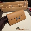 Hermès Constance Long Veau Epson 37/Gold Gold Silver Hardware wallet-033 Fully Hand-Stitched