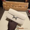 Hermès Constance Long Veau Epson 10/Craie Craie Silver Hardware wallet-034 Fully Hand-Stitched