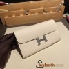 Hermès Constance Long Veau Epson 10/Craie Craie Silver Hardware wallet-034 Fully Hand-Stitched